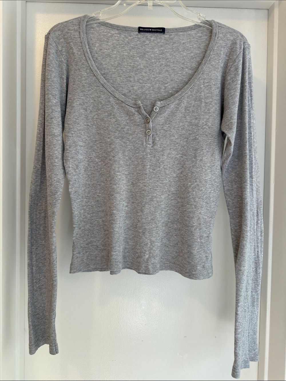 Brandy Melville Light Heather Gray Long-Sleeve Henley